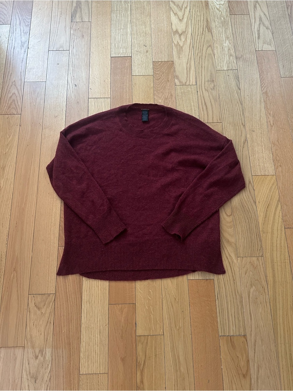 Magaschoni 100% Cashmere Sweater Burgundy Crewneck Long Sleeve XL